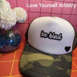 Be Kind Camo Trucker Hat
